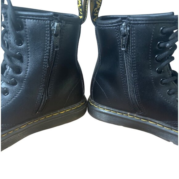 Dr. Martens Zavala J Kids Size 2 Black Leather Boots With Bouncing Sole - Picture 4 of 9